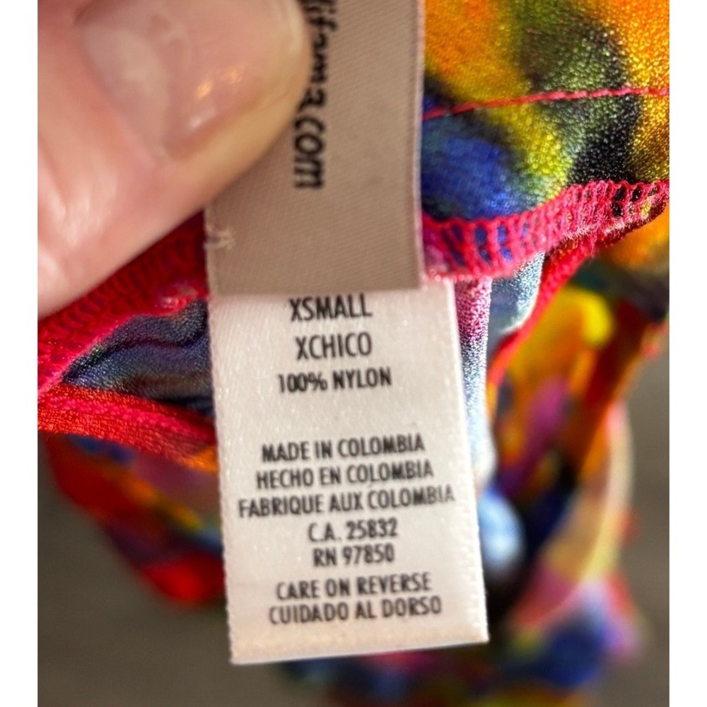 Luli Fama Womens Multicolor Tropical Print Open Back Mini Dress Swim Cover Up XS - Picture 5 of 8